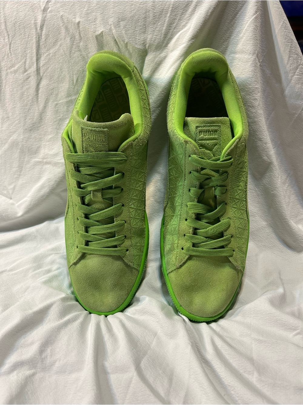 Puma Men's Neon Green Suede Sneakers